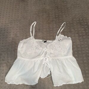 American Eagle Outfitters White Tie Front Peplum Camisole NWOT